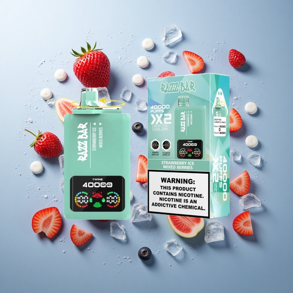 Razz Bar 40000 Puffs Jednokratna Vape Jagoda Led_Mješavina Bobica s Ekranom za Snagu i 1.0Ohm 2 Mesh Coil