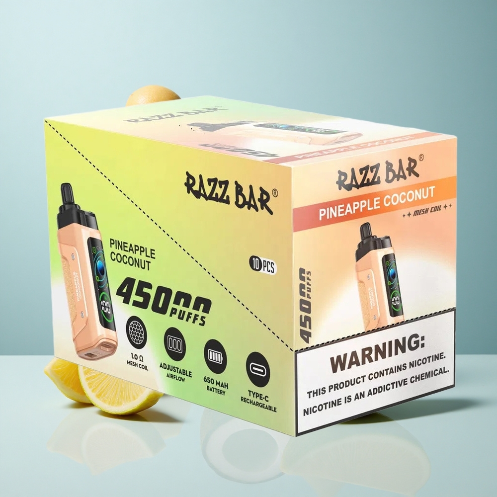 Razz Bar 45000 Puffs Jednokratna Vape Ananas Kokos Tip-C Punjenje