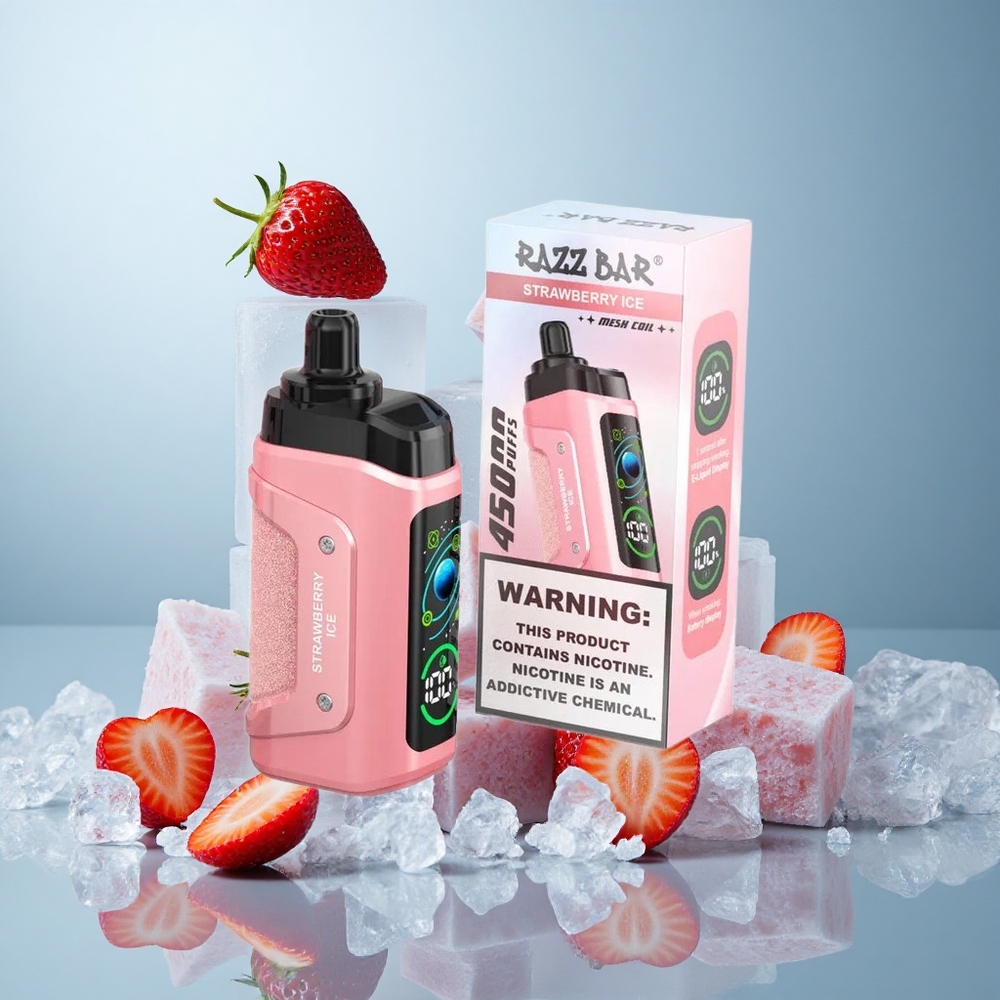 Razz Bar 45000 Puffs Jednokratna Vape Jagoda Led s 1.0 Ohm Mesh Zavojnicom i Podesivim Protokom Zraka