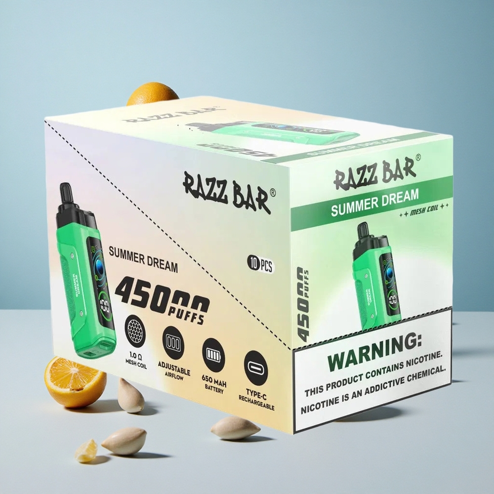 Razz Bar 45000 Puffs Jednokratna Vape Ljetni San s 20 mg/ml Nikotina i Podesivim Protokom Zraka