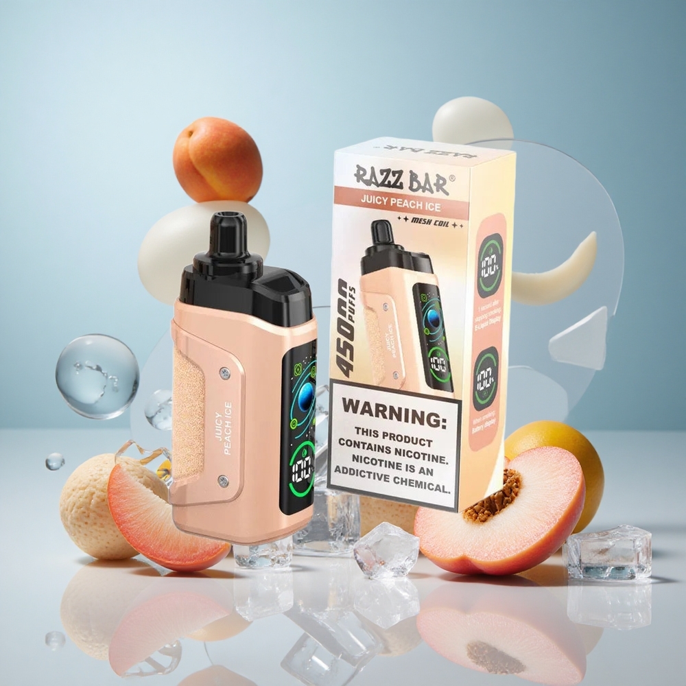 Razz Bar 45000 Puffs Jednokratna Vape Sočni Breskva Led s 1.0 Ohm Mesh Zavojnicom i Podesivim Protokom Zraka