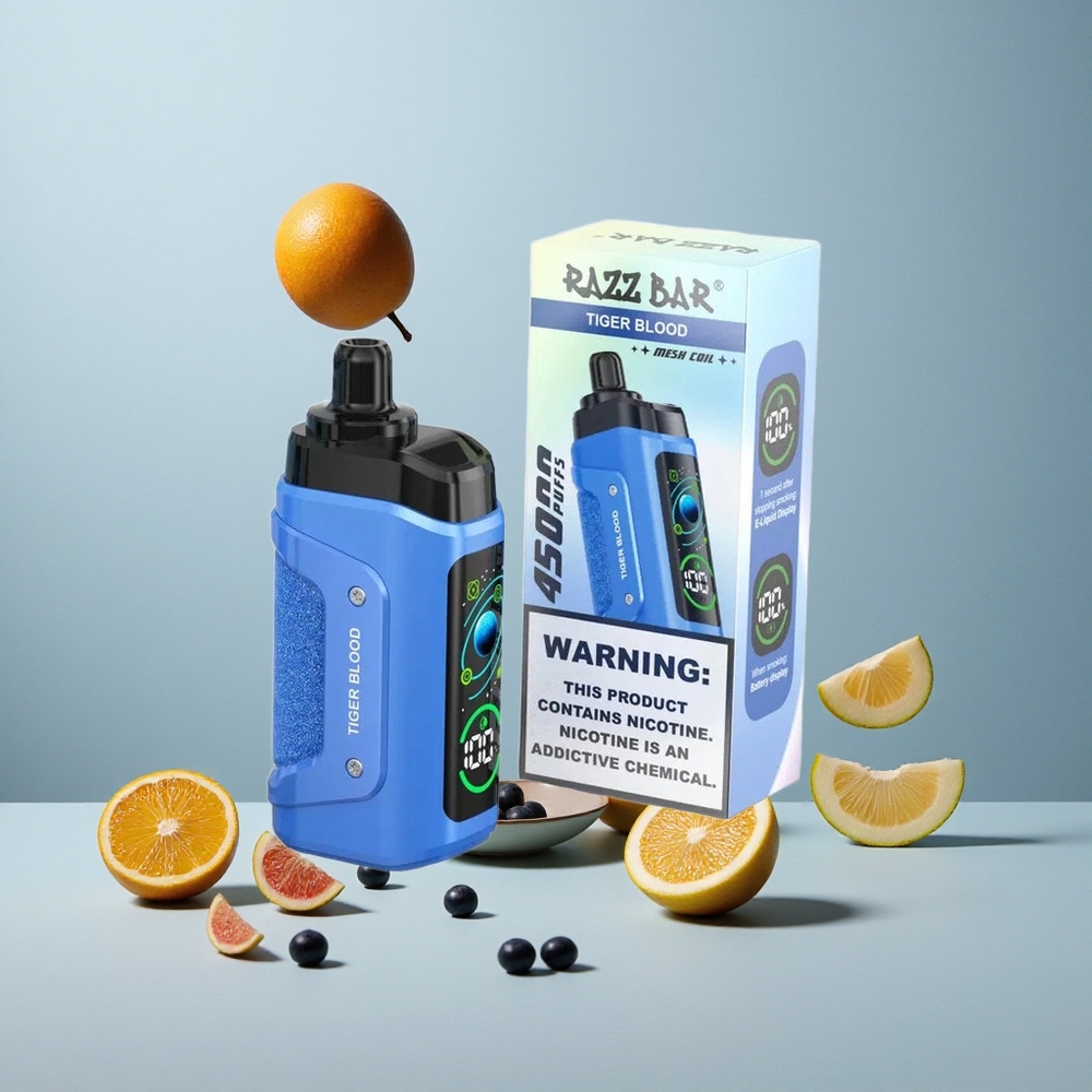 Razz Bar 45000 Puffs Jednokratna Vape Tigrova Krv s 1.0 Ohm Mesh Zavojnicom i Podesivim Protokom Zraka