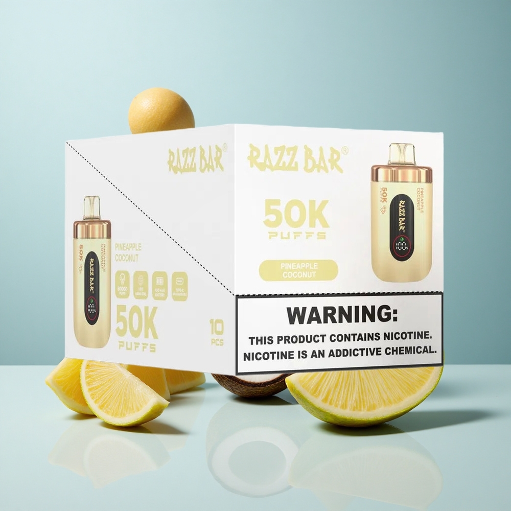Razz Bar 50K Puffs Jednokratna Vape Ananas Kokos s 2% Nikotina i 50000 Puffova