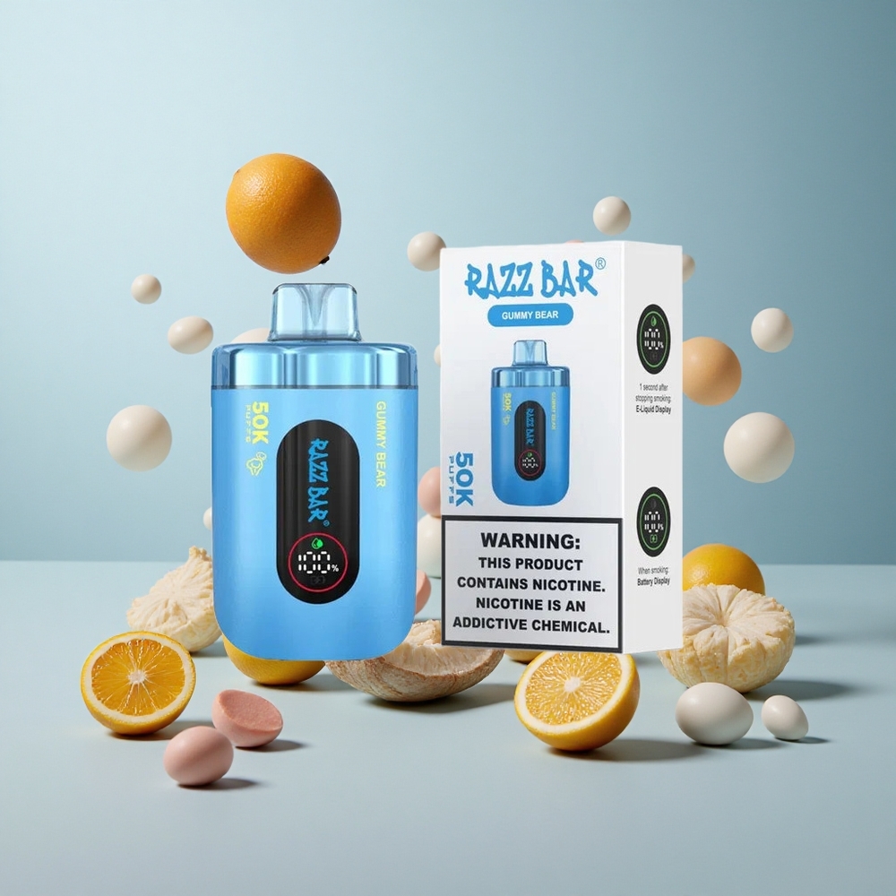 Razz Bar 50K Puffs Jednokratna Vape Gume Medvjedić s 2% Nikotina i 50000 Puffova