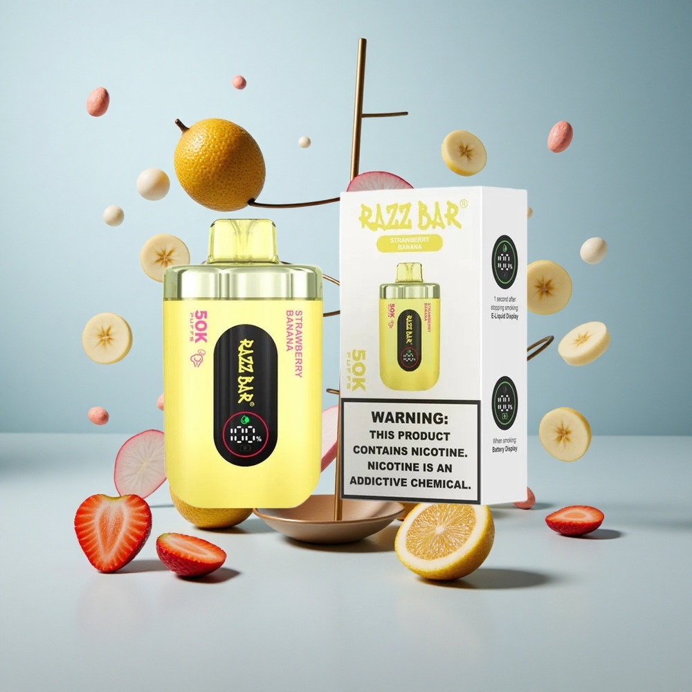 Razz Bar 50K Puffs Jednokratna Vape Jagoda Banana s 2% Nikotina i 650 Mah Baterijom
