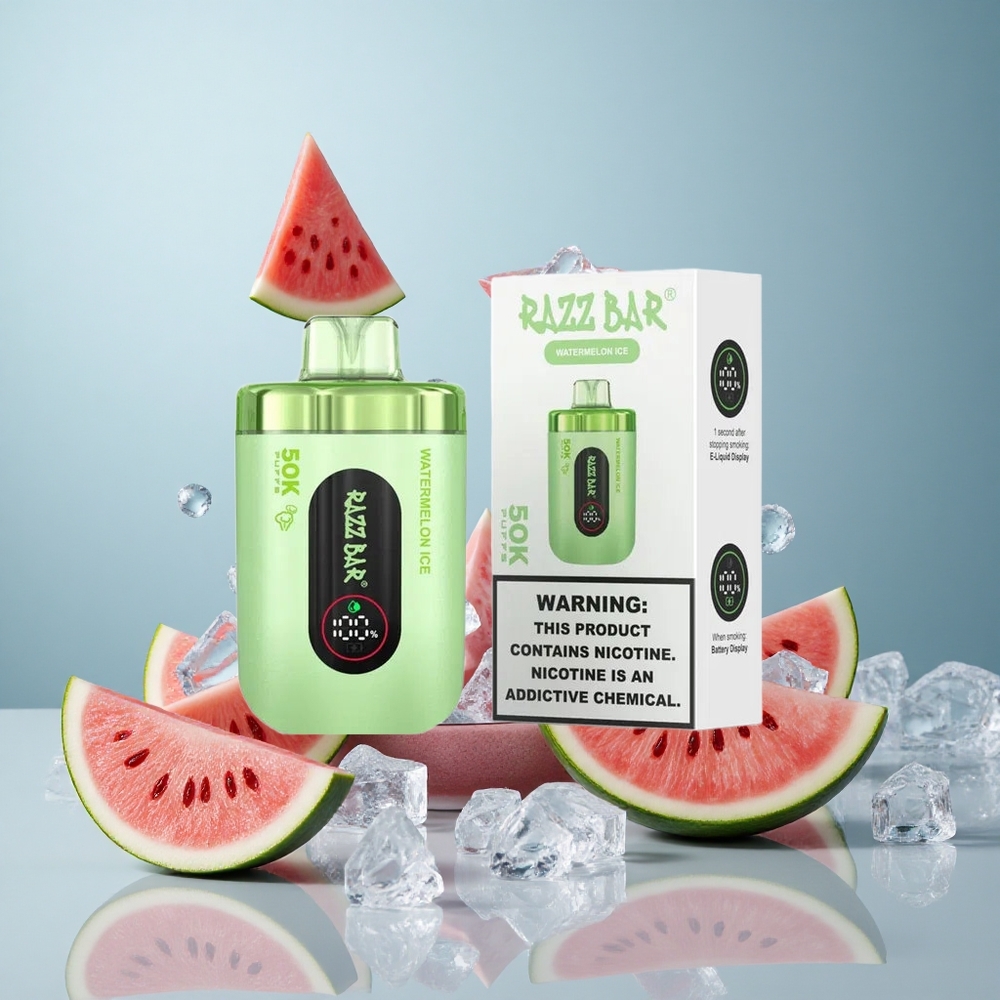 Razz Bar 50K Puffs Jednokratna Vape Lubenica Led 1.0 Ohm Mesh Coil Type-C Punjenje