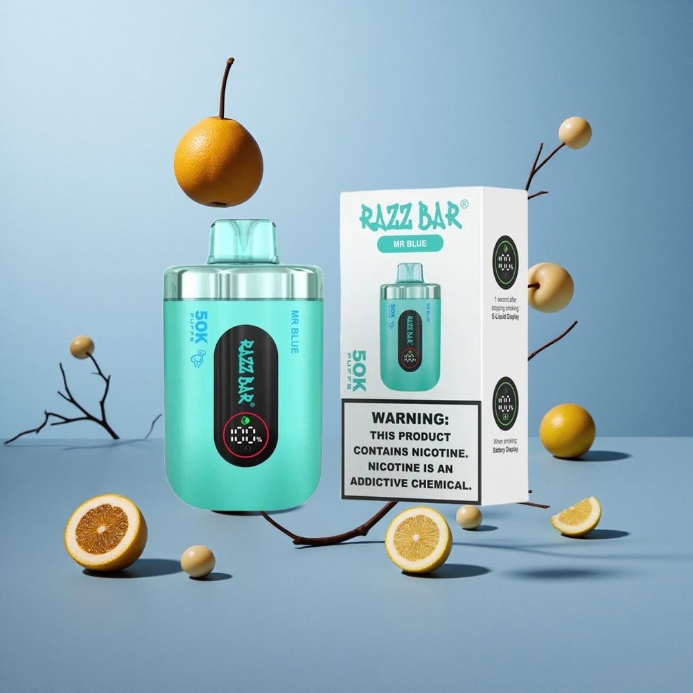 Razz Bar 50K Puffs Jednokratna Vape Plavi s 1.0 Ohm Mesh Coil i 2% Nikotina
