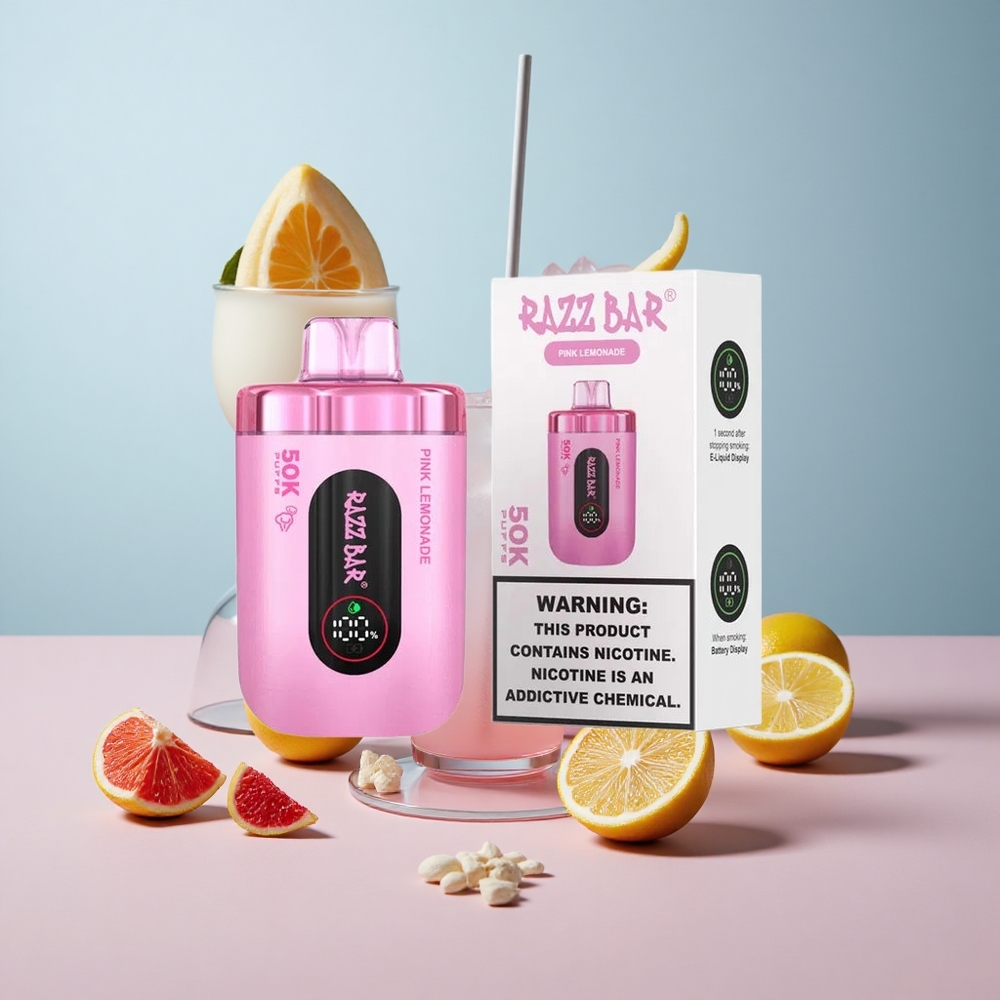 Razz Bar 50K Puffs Jednokratna Vape Rozi Limunada s 2% Nikotina i 50000 Puffova