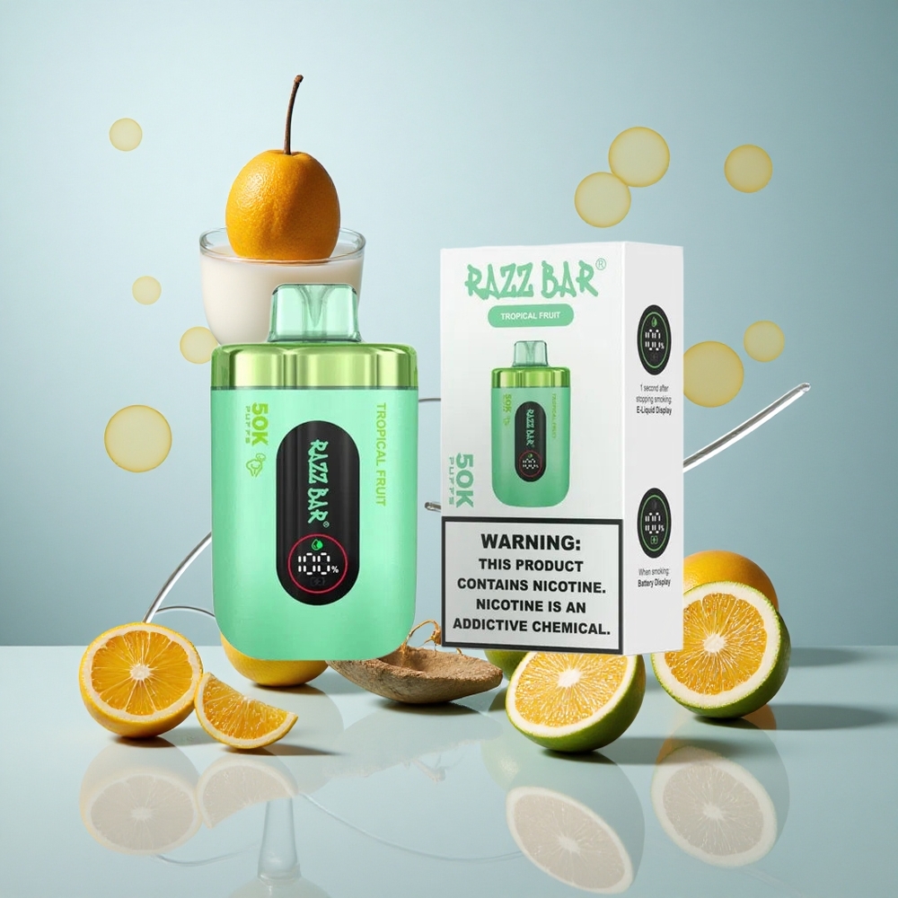 Razz Bar 50K Puffs Jednokratna Vape Tropsko Voće s 1.0 Ohm Mesh Coil i Type-C Punjenje